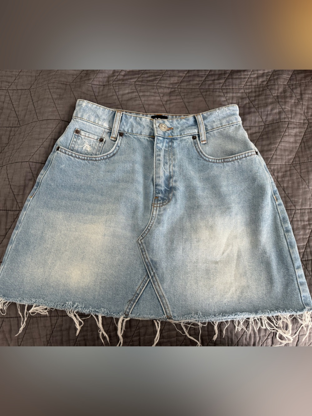 BDG (Urban Outfitters) Light Blue High-Rise Frayed Denim Skirt